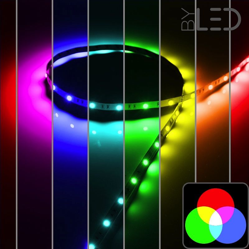 Ruban LED RGB multicolore - 7,2W/m - IP20 - 30 LED/m - 5050 - 5m - 24V